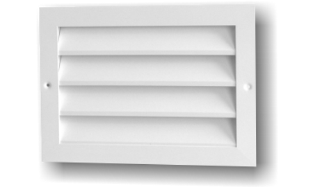 Grile de exterior rectangulare cu jaluzele fixe şi plasă metalică