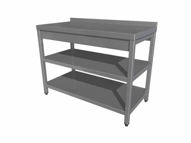 Work table with 2 shelfs with 4 legs