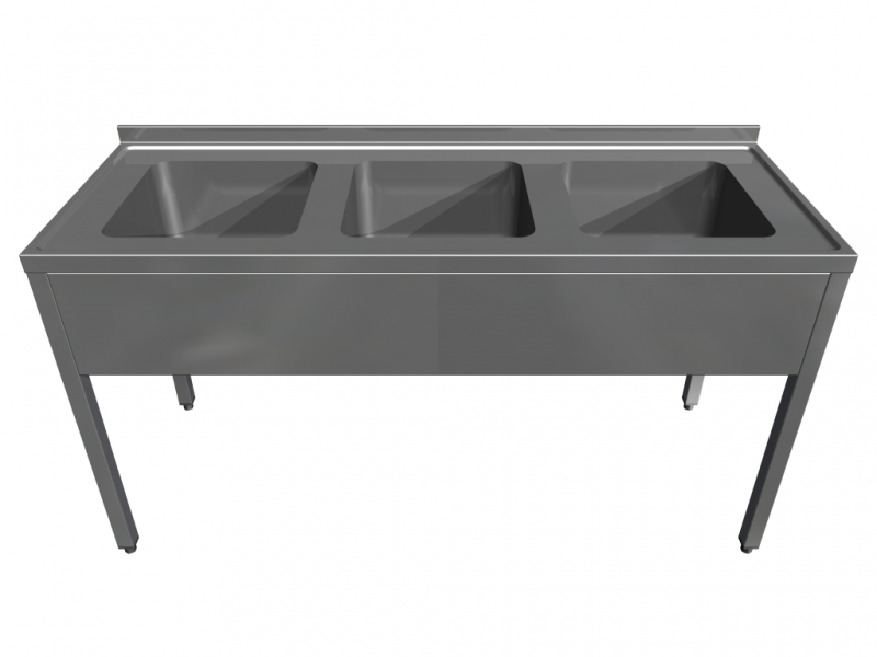 Triple stainless steel sink