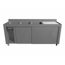 Triple stainless steel sink with bench and bottom self  
