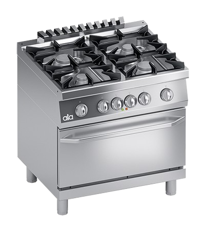 Mașină de gătit pe gaz cu 4 arzătoare și cuptor electric GN 2/1 | K7MCUP10FFP