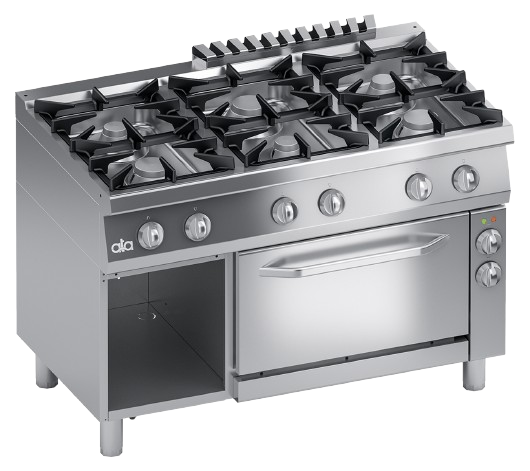 Gas range with 6 burners, cabinet and electric oven GN 1/1 | K7MCUP15FVP