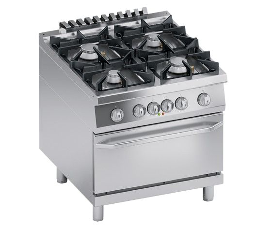 Gas range 4 burners + electric oven 2/1 GN | K4MCUS10FF