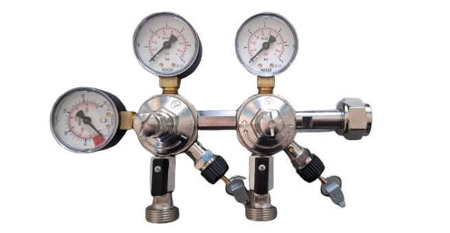 Oxyturbo CO2 Regulator W21.8x14TPI – 4 bar – 2 circuits for beer cooler