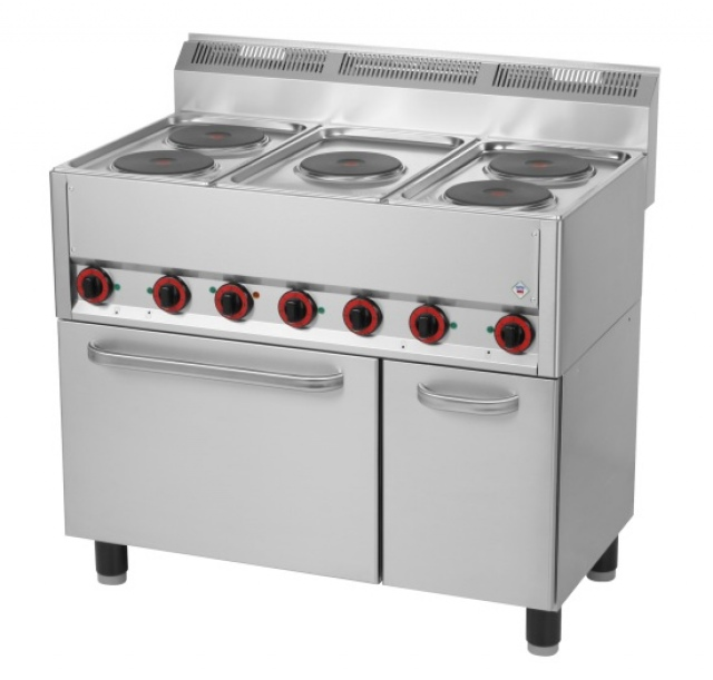 Maşină de gătit electrică cu 5 plite şi cuptor electric | SPT 90/5 ELS